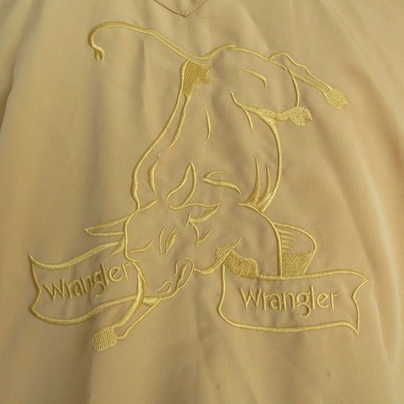 Vtg Authentic Wrangler Western Shirt Large Gold Pearl Snaps Line Dancing Rodeo - Picture 10 of 13